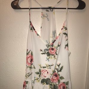 ✧white and floral peplum tank top✧